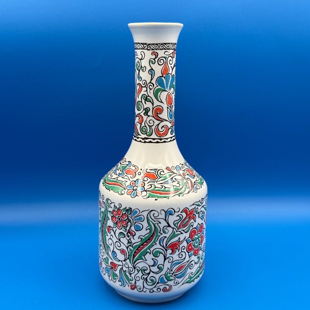 Vintage Metaxa Liquor Decanter Hand-Painted, Porcelain, Made in Greece, Used, wi